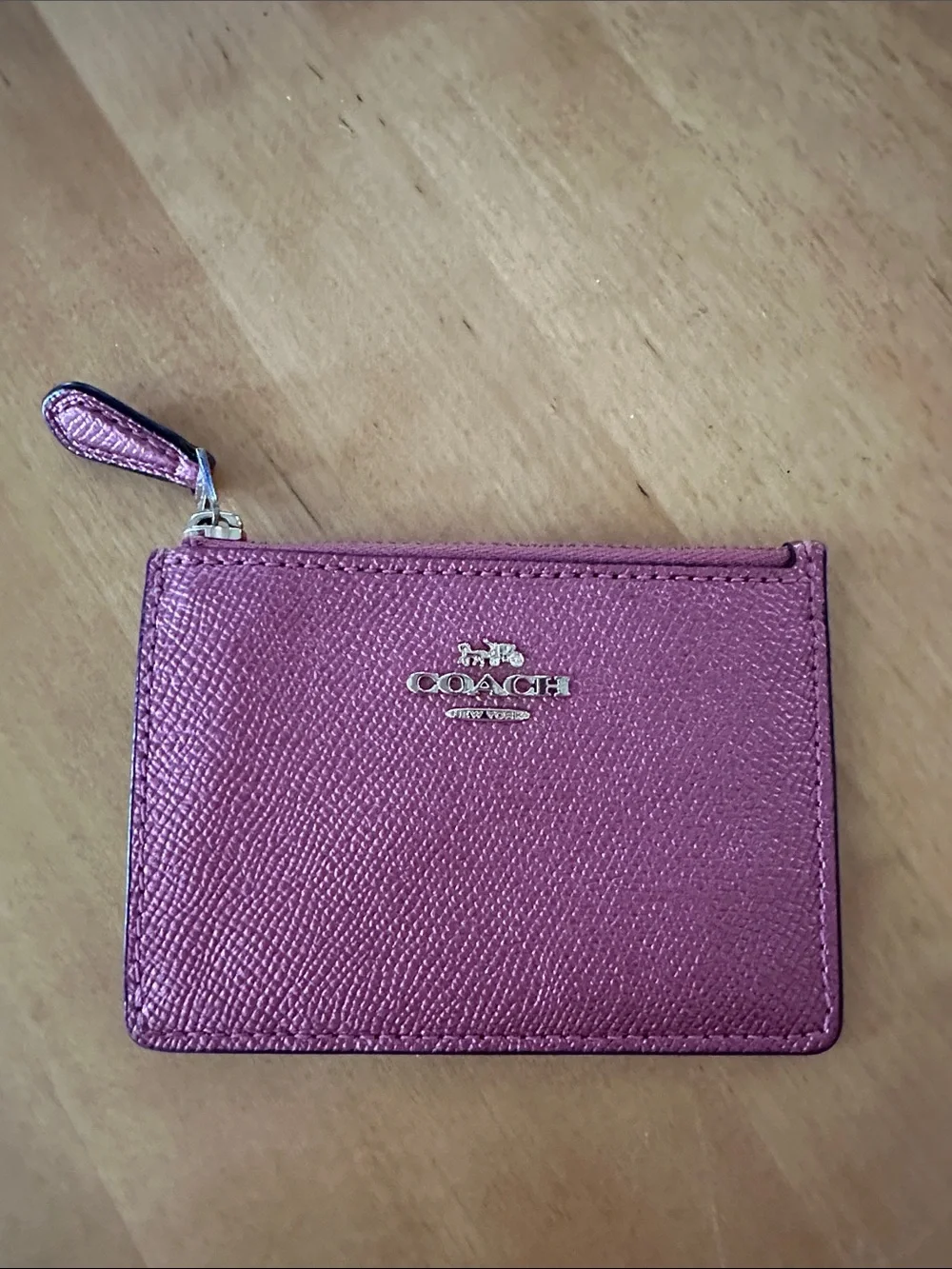Coach Metallic Rose Pink Zip Card Wallet